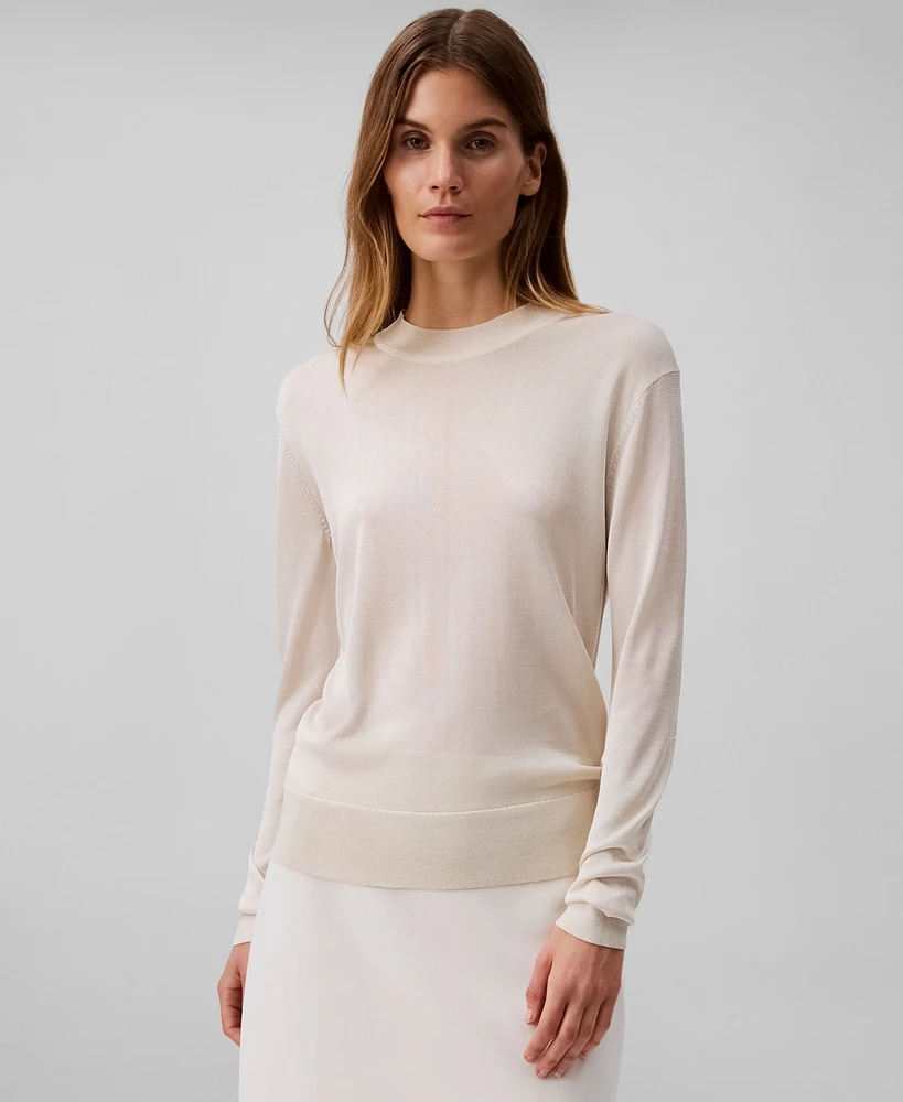 Calvin Klein Women's High Shine Classic Crewneck Sweater