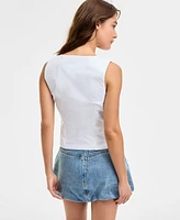 Steve Madden Women's Aliza Sleeveless Tie-Front Top