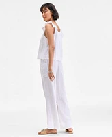 On 34th Womens Cotton Gauze Flutter Sleeve Top Wide Leg Pants Exclusively At Macys