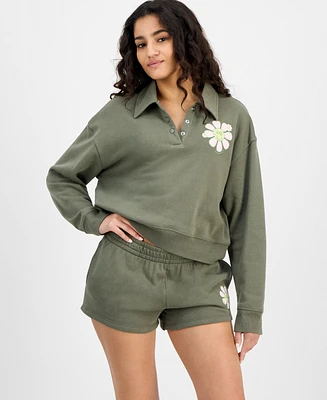 Grayson Threads, The Label Juniors' Collared Daisy Sweatshirt