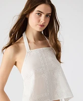 Steve Madden Women's Crissy Eyelet Patchwork Halter Top