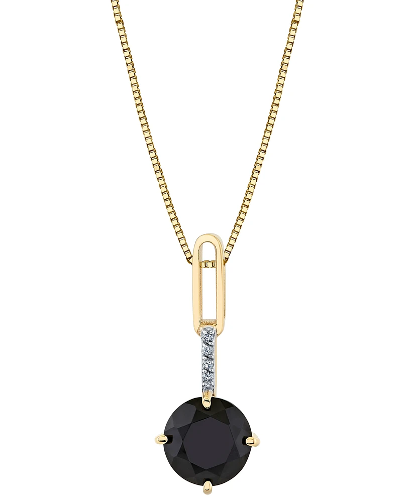 Onyx (8mm) & Diamond Accent 18" Pendant Necklace in 10k Yellow Gold