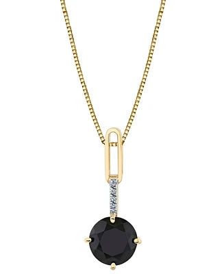 Onyx (8mm) & Diamond Accent 18" Pendant Necklace in 10k Yellow Gold