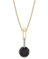 Onyx (8mm) & Diamond Accent 18" Pendant Necklace in 10k Yellow Gold
