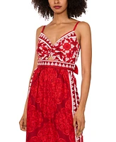 1.state Women's Cotton Printed Twist-Front Maxi Dress