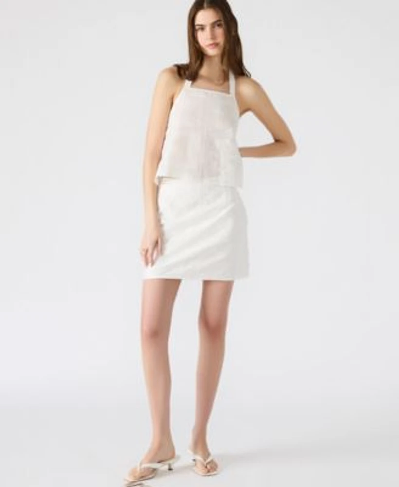 Steve Madden Womens Crissy Eyelet Patchwork Halter Top Mini Skirt