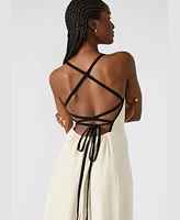 Steve Madden Women's Riyan Tipped Apron-Neck Midi Dress