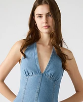 Steve Madden Women's Malia Stretch Denim Halterneck Dress