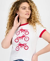 Rebellious One Juniors' Contrast-Trim Motorcycle Top