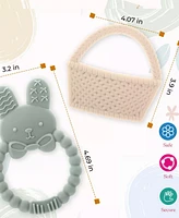 Sperric Easter Baby Teether Set Easter Bunny & Easter Basket Silicone Teethers, Cute Teething Toys Perfect Easter Gift Set for Soothing Babies Gums Bo