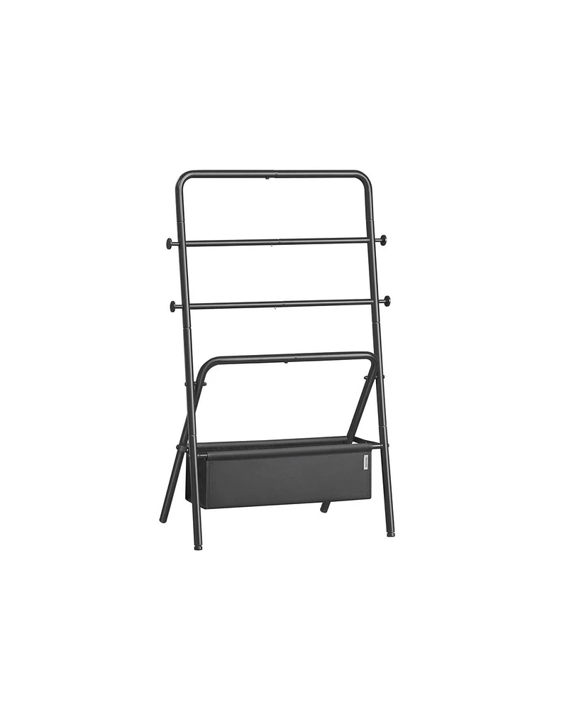 Freestanding Towel Rack Foldable Blanket Holder with and 4 Hooks for Home Organization