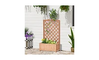 Wooden Planter Shelf with Integrated Planter Box for Plants