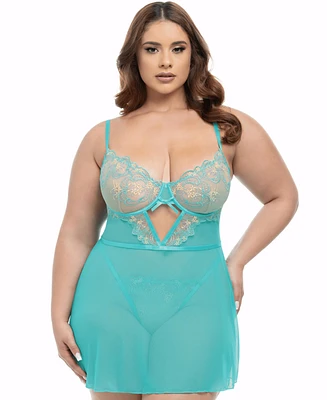 Oh La La Cheri Plus Size Krislyn Sheer Babydoll