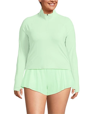 Lands' End Plus SunShade Upf 50 Long Sleeve Quarter Zip Rash Guard