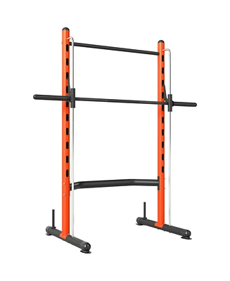 Soozier Adjustable Squat Rack with Pull Up Bar and Barbell Bench Press