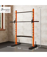 Soozier Adjustable Squat Rack with Pull Up Bar and Barbell Bench Press