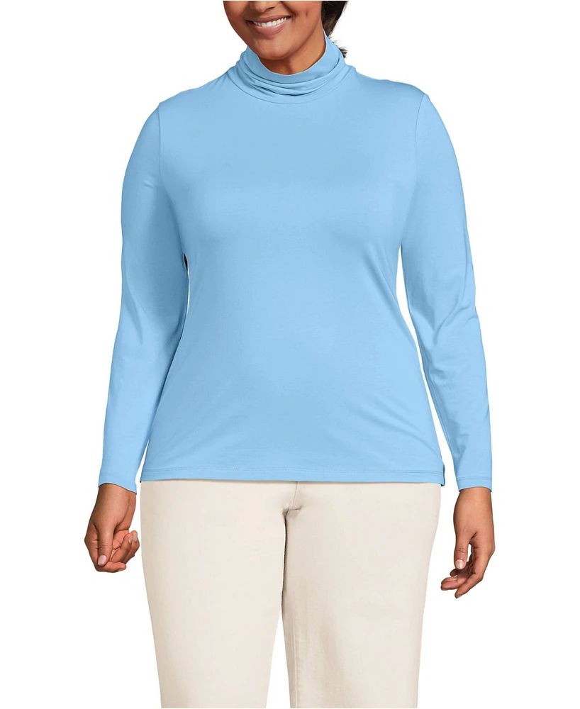 Lands' End Plus Lightweight Jersey Skimming Long Sleeve Turtleneck