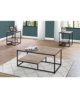 Set of Three Metal Coffee Tables with Shelf for Storage and Display
