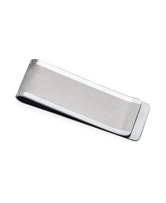 Bling Jewelry Basic Matte Finish Large Wide Strong Simple Plain Money Clip Card Holder Silver Tone Stainless Steel