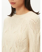 Gobi Cashmere Women's Ajour-Knit Cashmere Crew-Neck Sweater