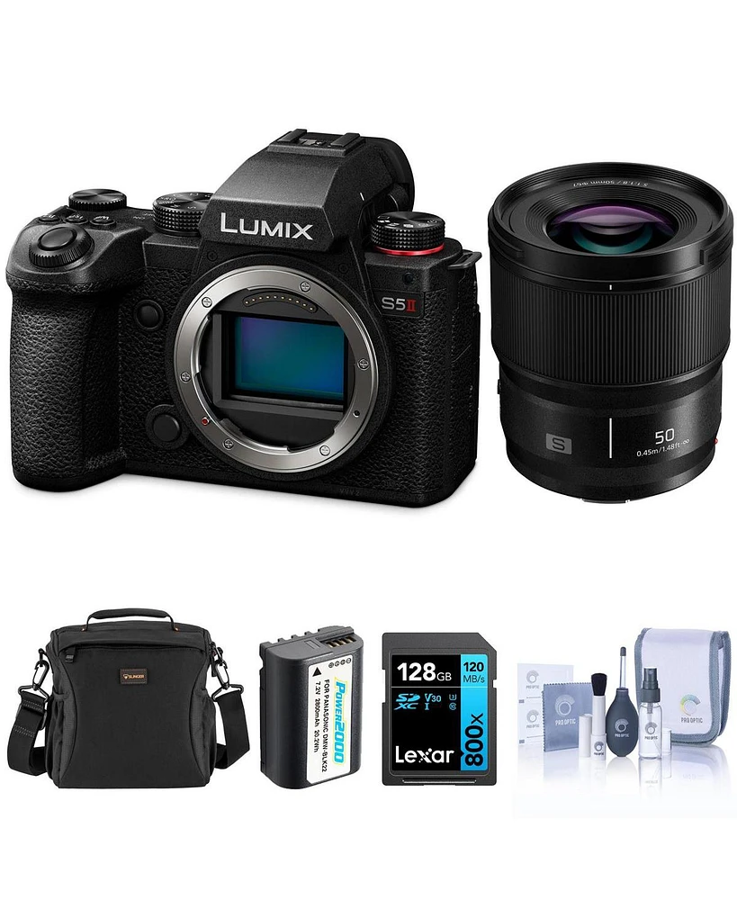 Panasonic Lumix S5II Mirrorless Camera, Bundle with 50mm f/1.8 Lens, Battery and 128GB Memory Card