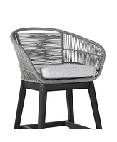 Low Back Solid Wood Outdoor Bar Height Chair with Footrest – Stylish Patio Seating