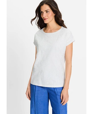 Olsen Women's Eyelet Embroidered T-Shirt