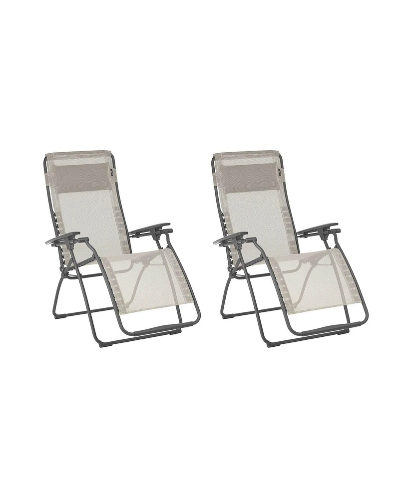 Lafuma Futura Zero Gravity Outdoor Steel Lawn Recliner Chair, Seigle (2 Pack)