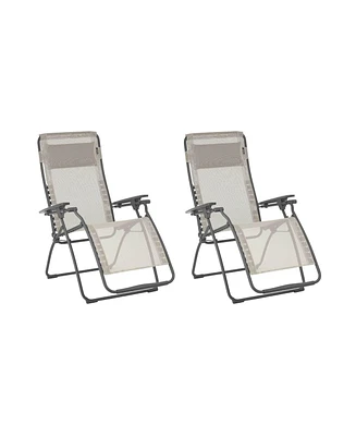 Lafuma Futura Zero Gravity Outdoor Steel Lawn Recliner Chair, Seigle (2 Pack)