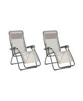 Lafuma Futura Zero Gravity Outdoor Steel Lawn Recliner Chair, Seigle (2 Pack)