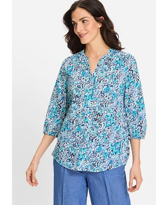 Olsen Women's Ikat Print Tunic Shirt