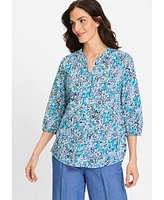 Olsen Women's Ikat Print Tunic Shirt