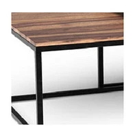 Solid Wood and Iron Square Coffee Table for Modern Living Room Decor
