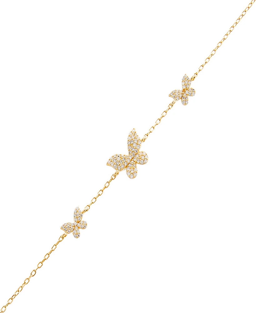 By Adina Eden Pave Triple Butterfly Bracelet