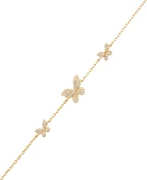 By Adina Eden Pave Triple Butterfly Bracelet