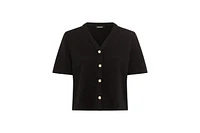 Olsen Women's Short Sleeve Cropped Cardigan