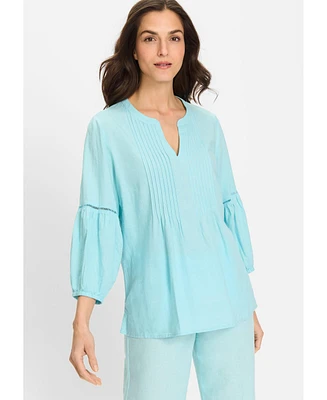 Olsen Women's Linen Blend Boho Blouse