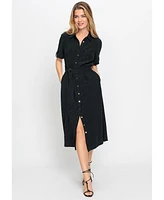 Olsen Women's Crinkle A-Line Shirt Dress