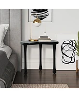 LuxenHome Black Wood Irregular Shape 19.9-Inch Tall Side Table