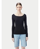 Gobi Cashmere Women's Ribbed Cotton Silk Blend Sweater