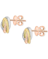 Lali Jewels Diamond Swirl Knot Stud Earrings (1/6 ct. t.w.) in 14k Tricolor Gold