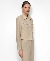 Dkny Women's Seersucker Button-Front Cropped Jacket