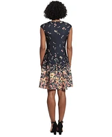 London Times Women's Scattered Floral-Print Fit & Flare Dress