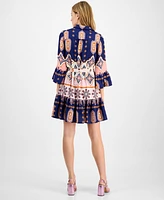 julia jordan Women's Printed Button-Front Tie-Waist Dress