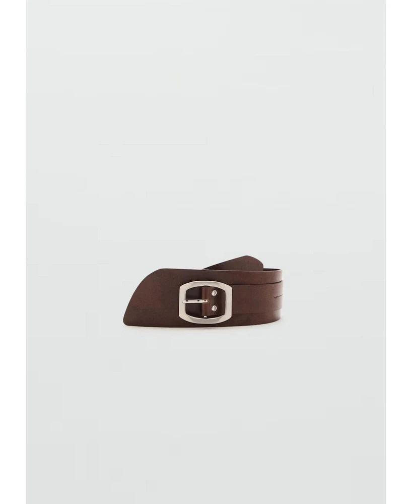 Mango Women's Buckle Leather Belt