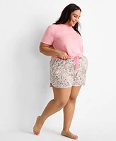 State of Day Women's Floral Knit Drawstring Shorts, Exclusively at Macy's