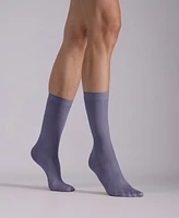 Lechery Women's Set of 2 Lustrous Silky Shiny Sheer Dress Socks SKU15002-bl