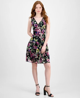Connected Women's Floral Chiffon Tiered Sheath Dress