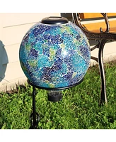 Cool Blooms 10" Mosaic Glass Garden Gazing Globe with Led Solar Light - Set of 2