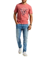 Men's Tarz Relaxed Fit Short Sleeve Bull Skull Graphic Crewneck T-Shirt